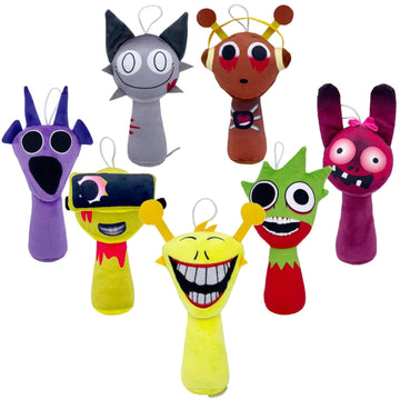 fonaxere 2024 Sprunki Plush Toys, 8'' Sprunky Wenda Oren & Simon Gray Stuffed Toys Dolls, 7 Pcs Horror