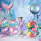 Mermaid 3Rd Birthday Decorations, 8Pcs Mermaid Birthday Decorations Balloons, 40 Inch Rainbow Number 3 Balloon, Large Helium Foil Mermaid Tail Balloon, Seashell Balloons For Mermaid Party Supplies
