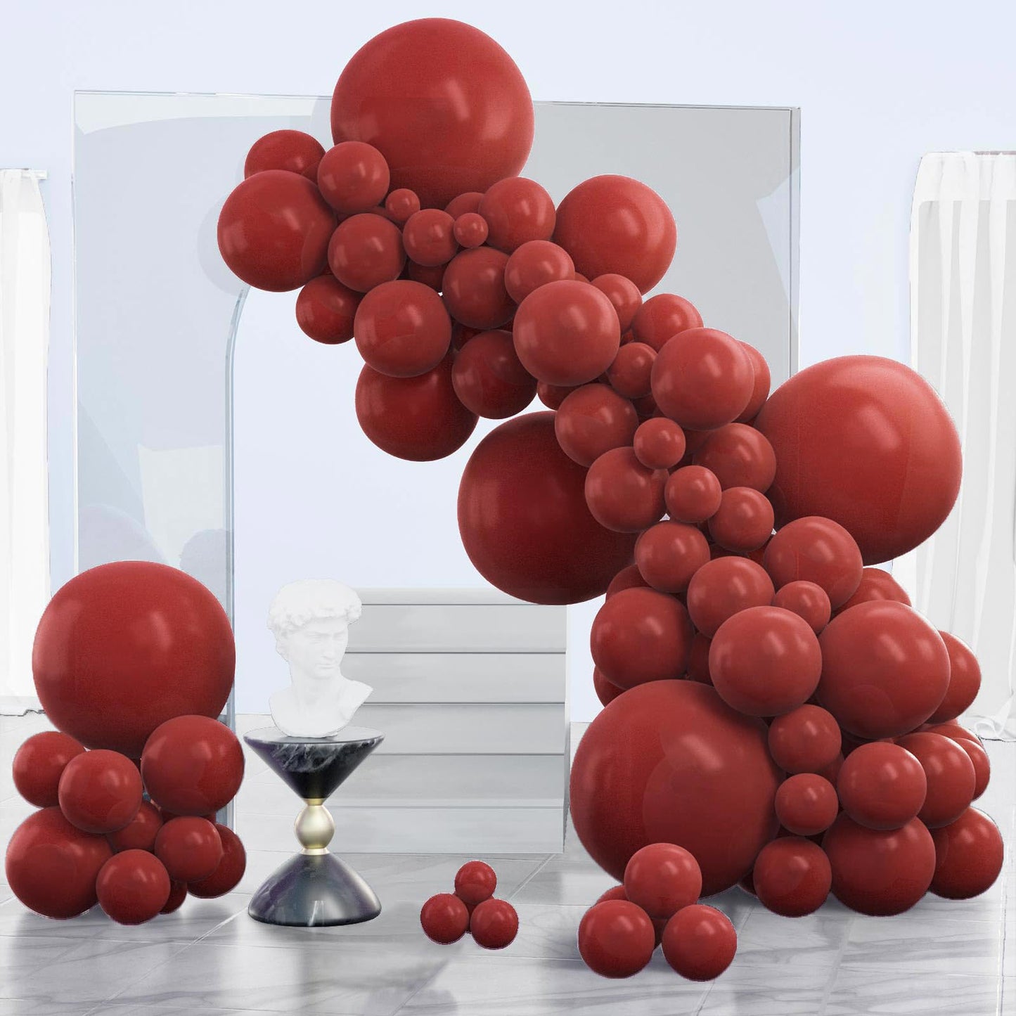 Partywoo Ruby Red Balloons 120 Pcs Different Sizes Pack Of 18 12 10 5 Inch Maroon Balloon Arch Kit Garland For Valentine'S Day Graduation Wedding Christmas Birthday Party Decorations Red-Y75