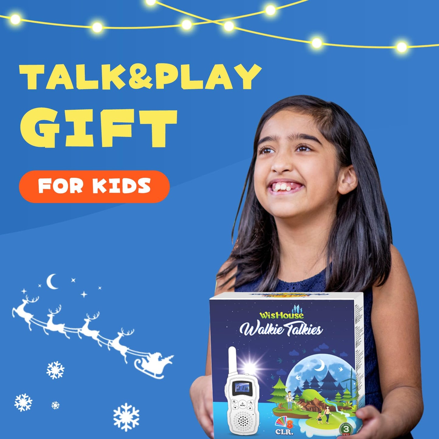 Wishouse Walkie Talkies for Kids, Rechargeable 6000mAh, Long Range, 2 Pack, Pink Blue, Ideal Birthday Gift for Ages 4-8