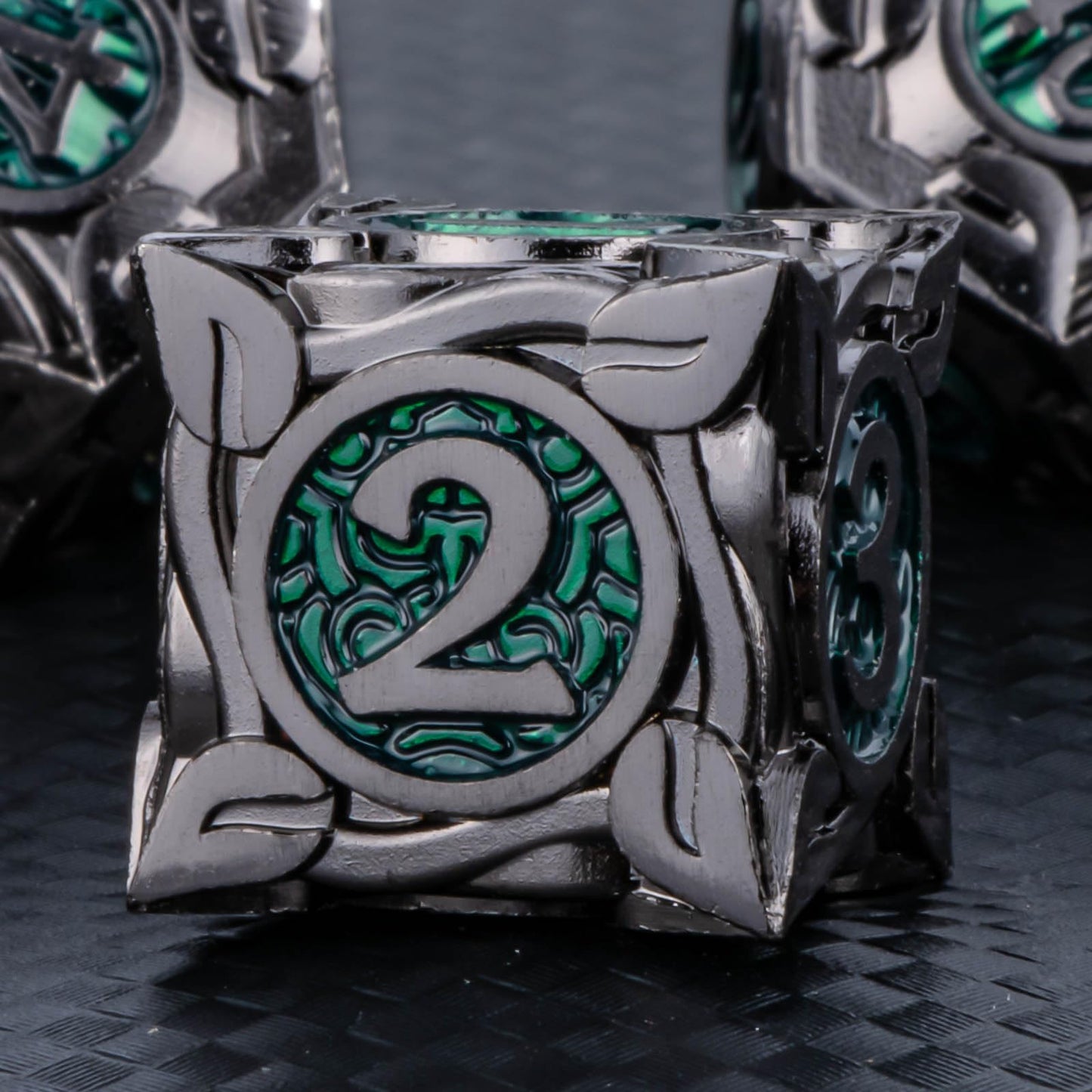 Kerwellsi 7Pcs Metal Dnd Dice Set D&D With Gift Box, Nature Vines Leaf Polyhedral Dungeons And Dragons D And D Dice, Handmade Bl