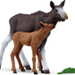 Schleich Wild Life Mother Moose And Calf Playset - North American Forest Animal Toys Playset With Realistic Natural Mother Moose