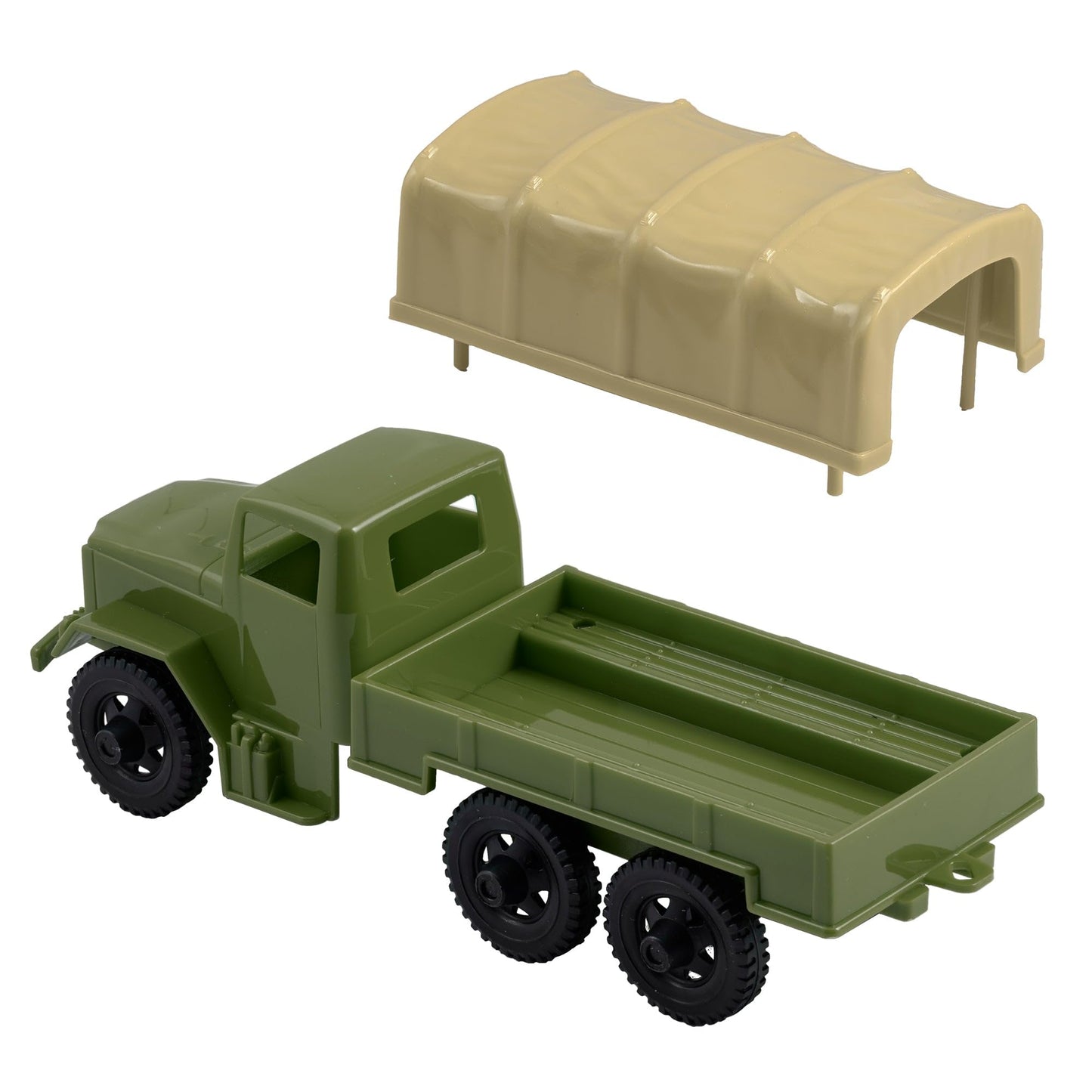 TimMee Plastic Army Men TRUCKS - OD Green & Tan M34 Deuce and a Half Cargo Vehicles US Made