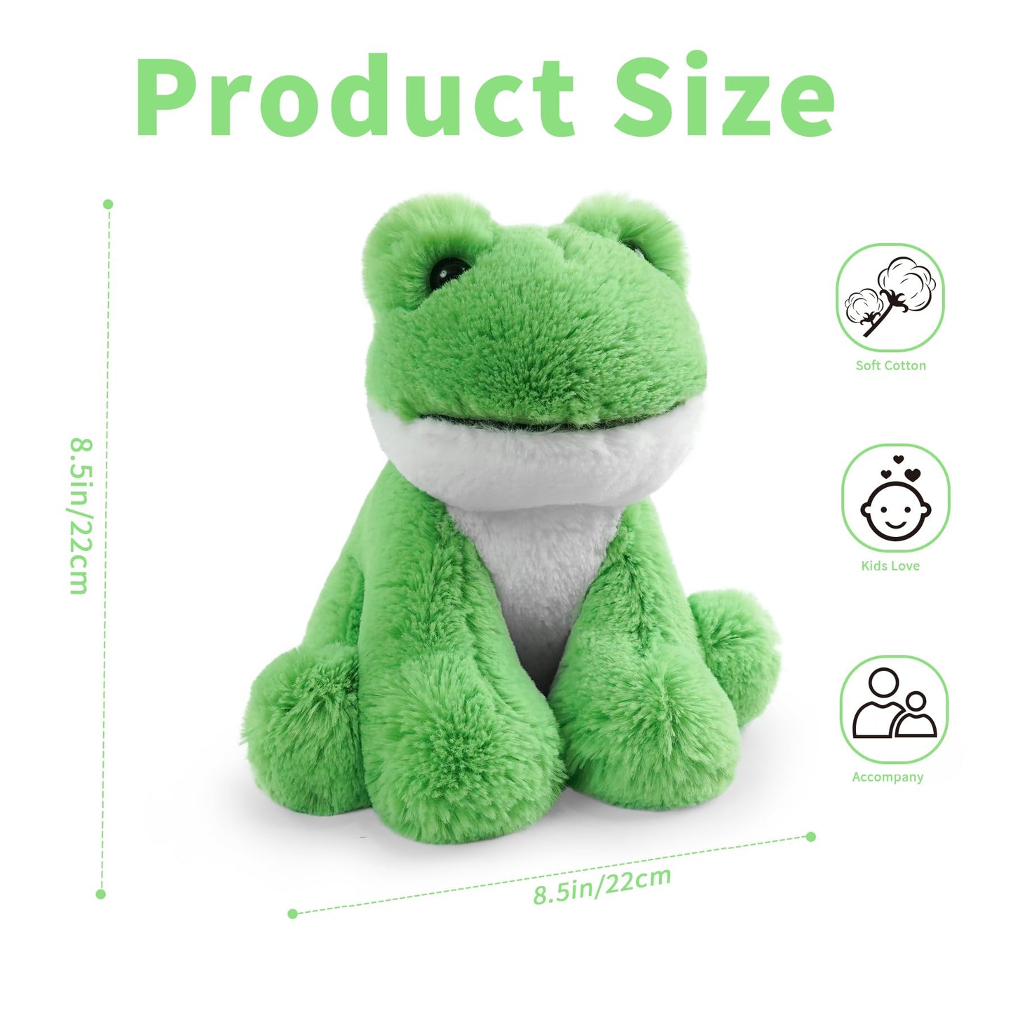 Plush Frog Sitting Toys Stuffed Animal  Realistic Animal Characters Stuffed Filled in Limbs 8.5 Inch Soft Huggable Gifts for Kids with Stuffed Animals Birthday Gift for Girls Boys