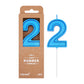 PHD CAKE 2.76 Inch Luxe Blue 2 Number Birthday Candles, Blue Number Candles, Cake Number Candles, Party Celebration