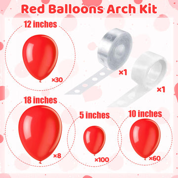 200 Pieces Red Balloons Red Balloon Arch Kit Red Balloon Garland Kit Red Latex Balloons Red Birthday Decorations For Valentine R