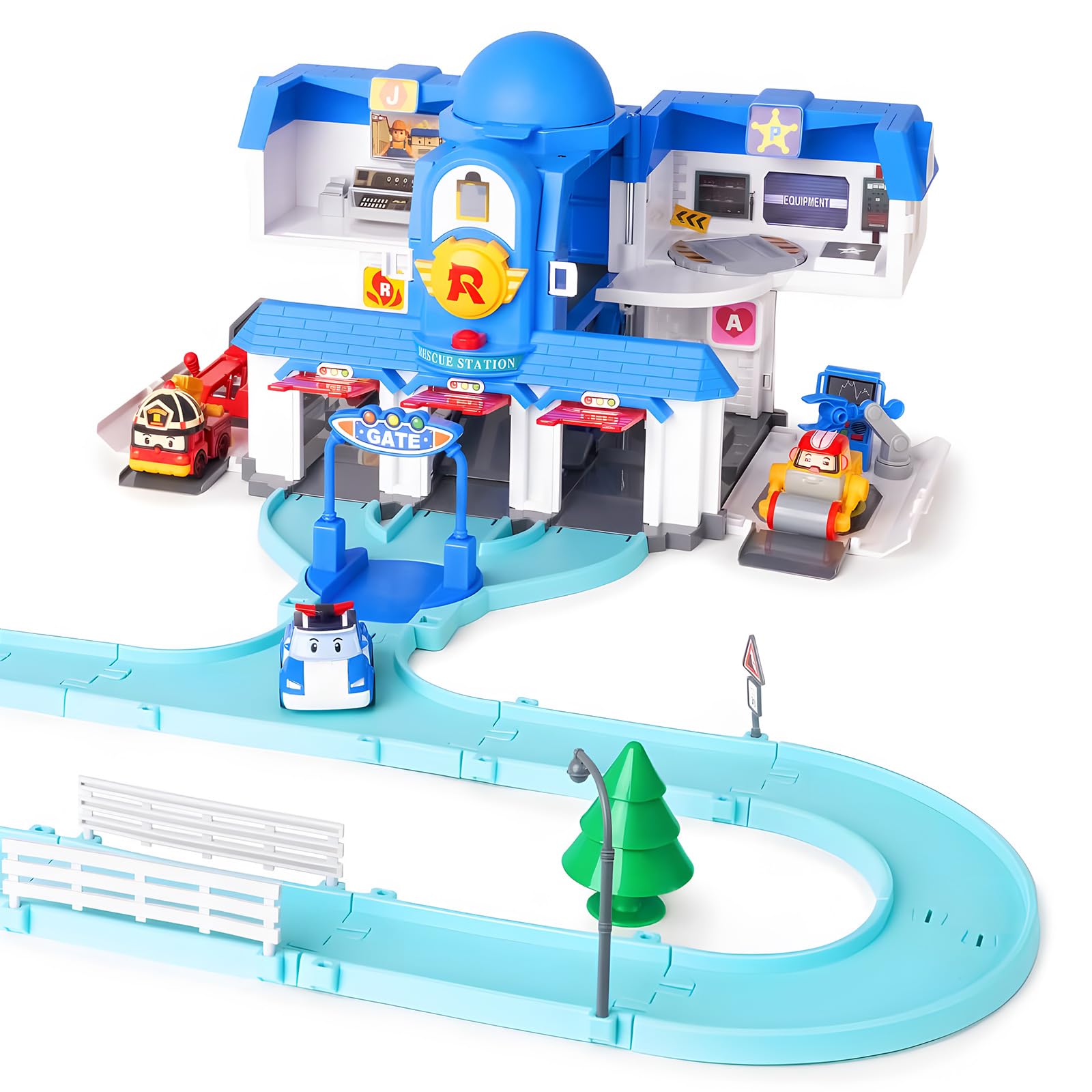 Robocar Poli Toys limited availability  Transforming Headquarter Station Playset  Rescue Center Race Track Set for Diecast Cars Toy  Emergency Firetruck Station Rescue Toys Gift for Kid Boy Girl Age 1 2 3 4 5