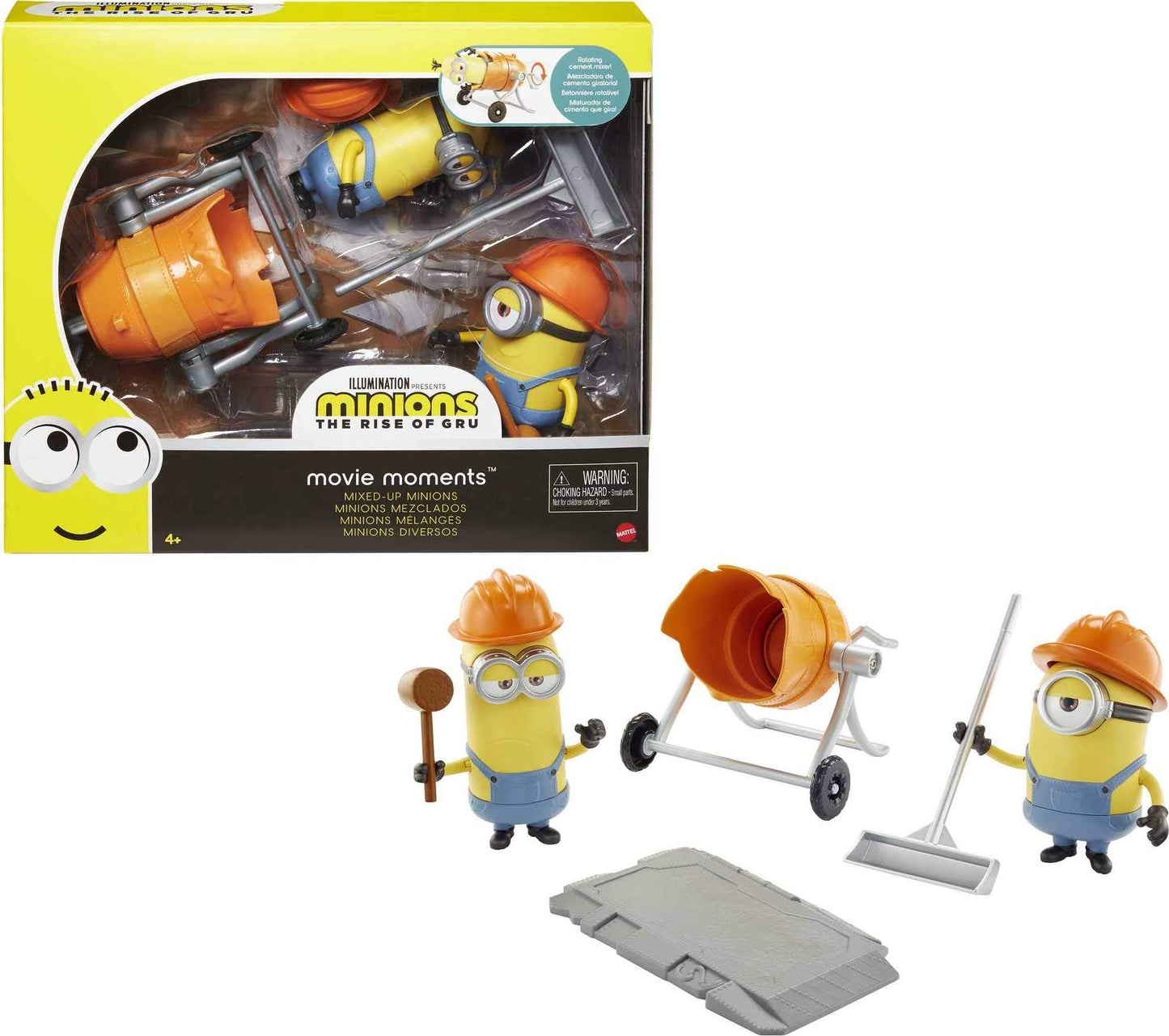 Minions: The Rise Of Gru Movie Moments Mixed Up Minions: Approx 4-In Action Figure Interactive Toy With Articulation & Movie Scene Construction Accessories Minion Fans