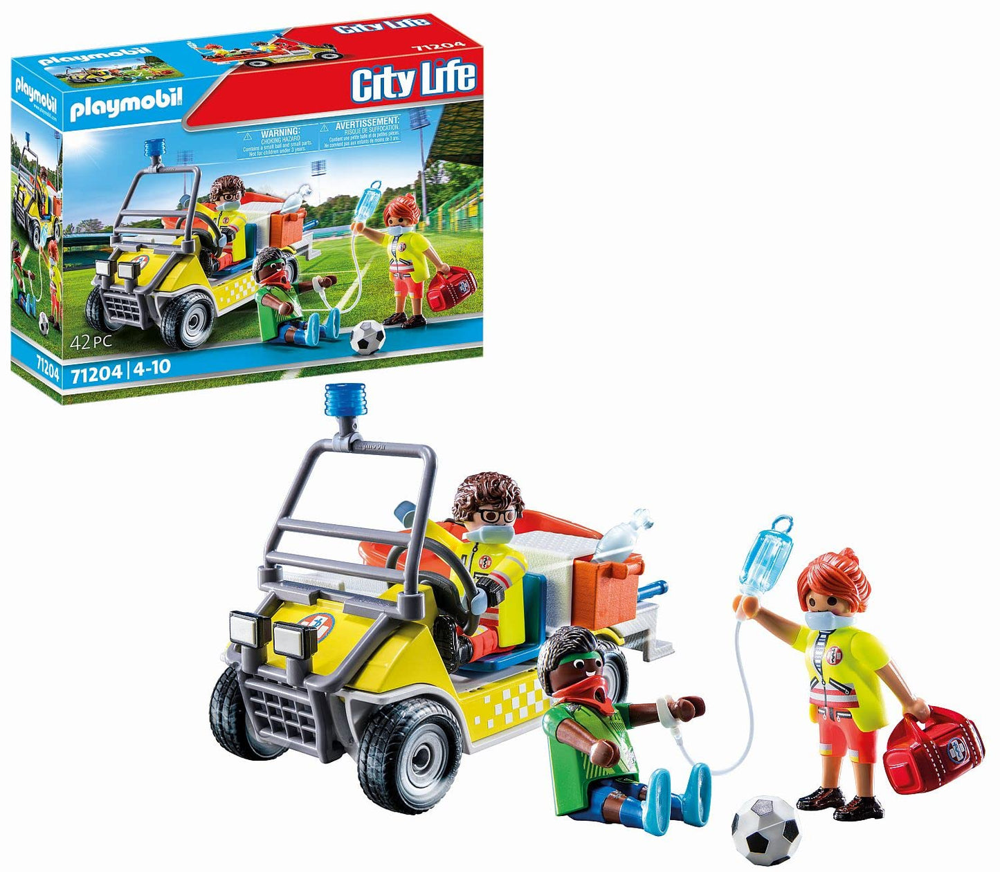 Playmobil Rescue Cart - Model 71204, Red Plastic Emergency Vehicle for Kids