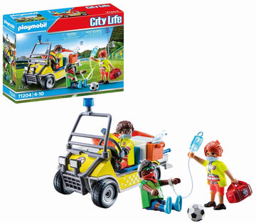 Playmobil Rescue Cart - Model 71204, Red Plastic Emergency Vehicle for Kids