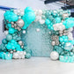 Teal And Silver Balloons, 60Pcs 12 Inch Turquoise White Teal Blue Balloon Set With Chrome Metallic Silver Confetti Balloons For Birthday Baby Shower Wedding Bridal Shower Anniversary Party Decorations