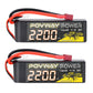 POVWAY 3S 11.1 V 2200mAh LiPo Battery 50C RC Battery with T Plug Compatible RC Airplane, RC Helicopter,Drone ect.(2 Pack)