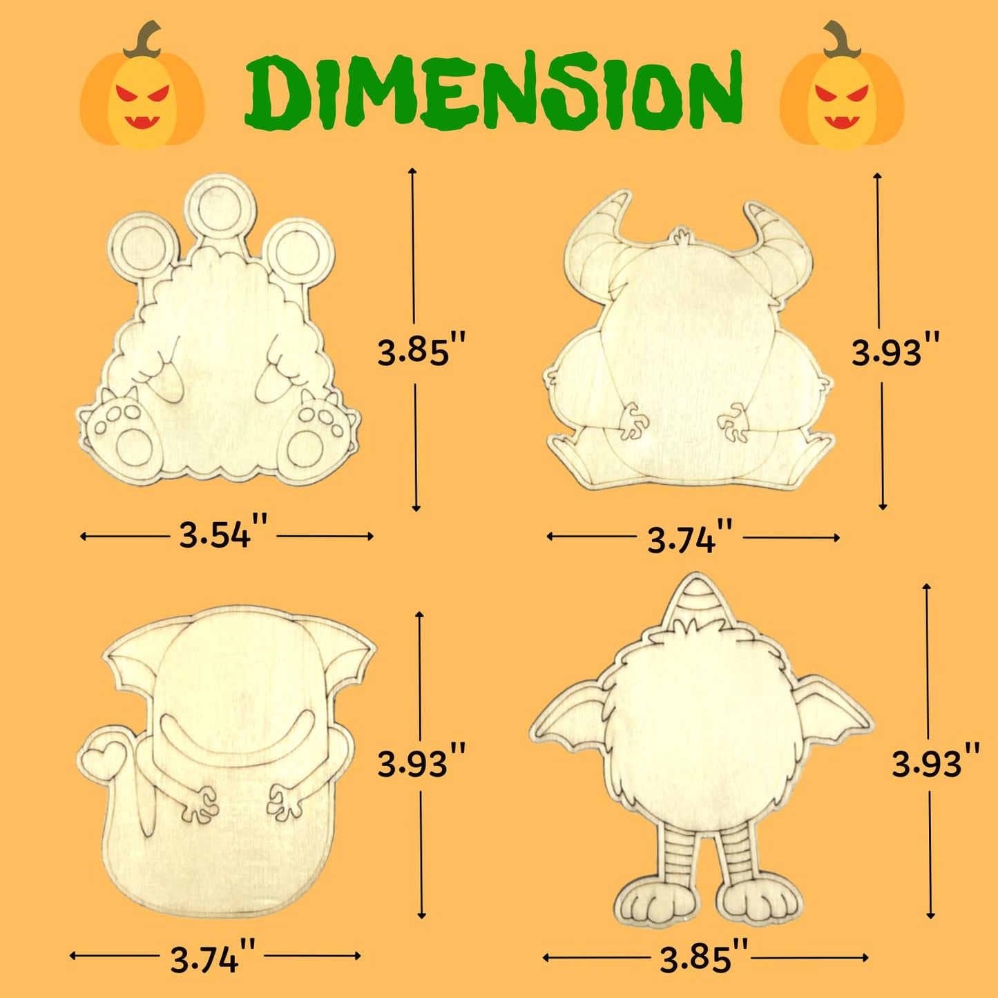 VENUSFIT Halloween Party Favors - 12 PCS Monster Wooden Painting Kit with Googly Eyes - Halloween Party Favors Non Candy Trick o