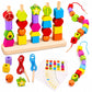 Hrjp 2 In 1 Montessori Wooden Activity Toy Set | Shape Sorting, Stacking, Lacing & Pattern Matching | 20 Educational Activities 