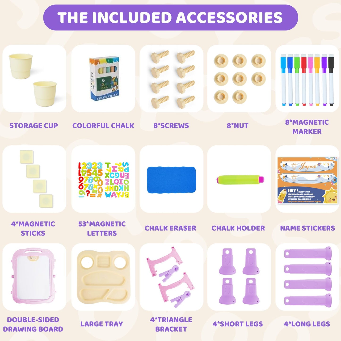 Joyooss Art Easel for Kids Adjustable Toddler Easel Stand for Painting,Magnetic Double Sided Drawing Dry Erase Board Children Ar