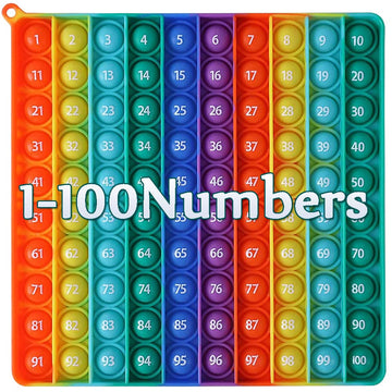 Ak-Ship 7.8In Big Size P0Pp Math Toys , Rainbow Square Fidget Ttoy 100Bubbles Stress Relieving Fidget Game For Teachers To Create Kinds Of Math Manipulatives?With 1-100 Numbers Tables?