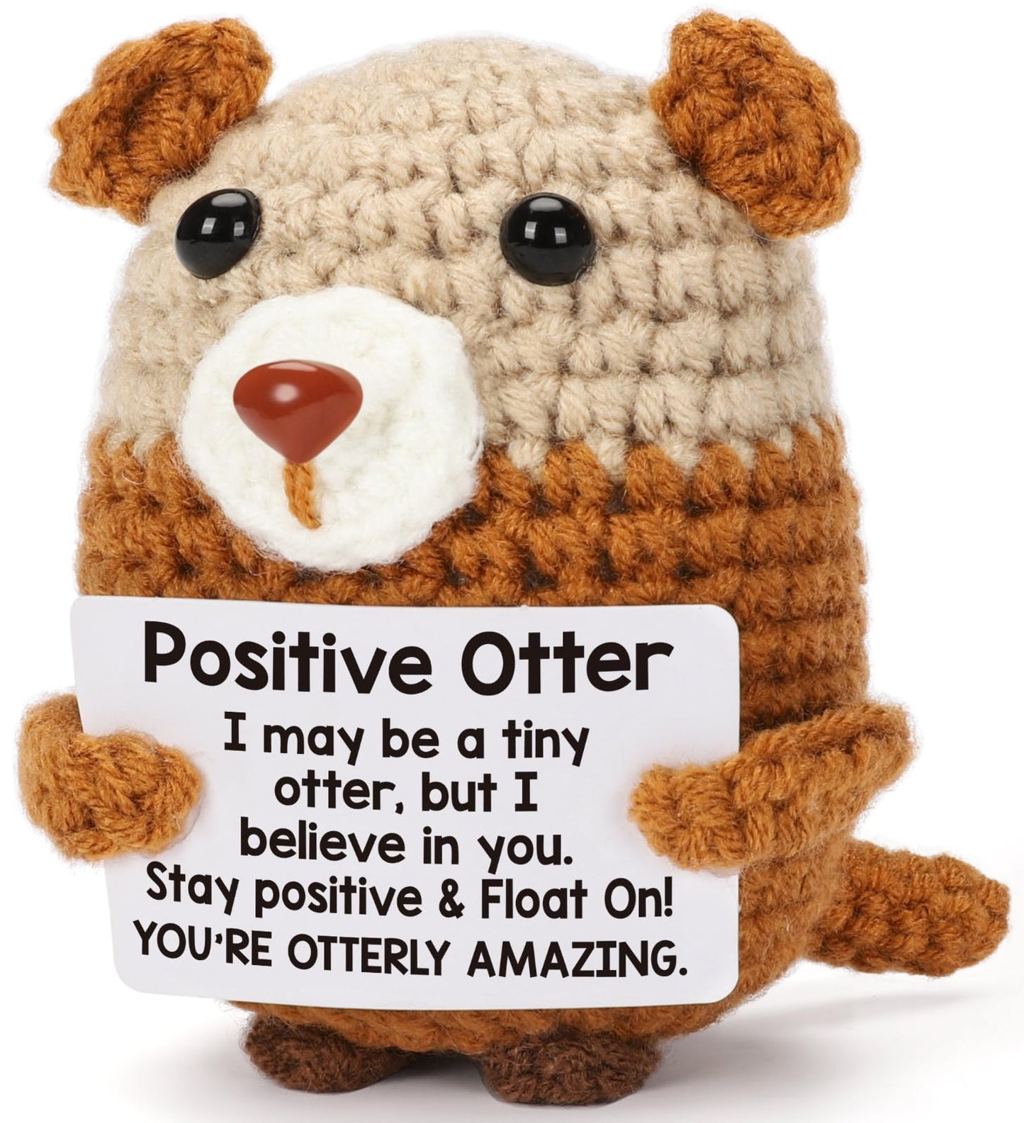 Builtfit Crochet Otter Positive Gifts - Handmade Emotional Uplifting Support Cheer Up Knitted Small Otter Pickle Potato For Wome