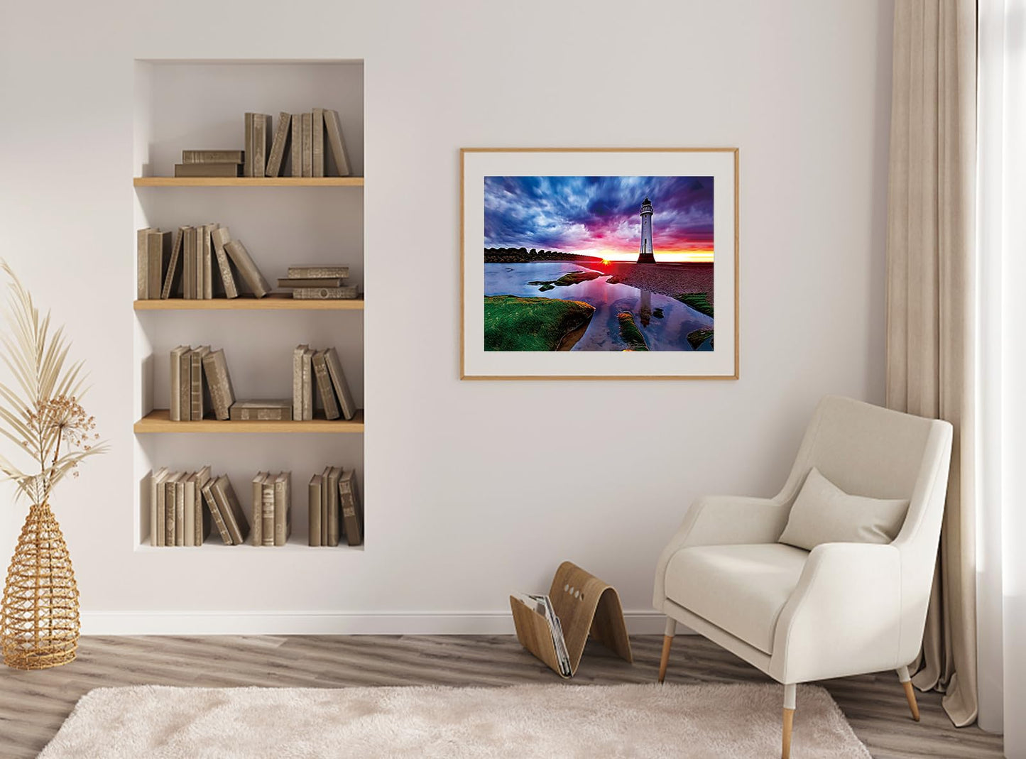 Jigsaw Puzzles 2 Pack 1000 Pieces - Wishdiam Puzzles For Adults - Sunset Lighthouse & Purple Lightning Holiday Impossible Challenging Puzzles For Home Decor Birthday Party Gifts For Men Women