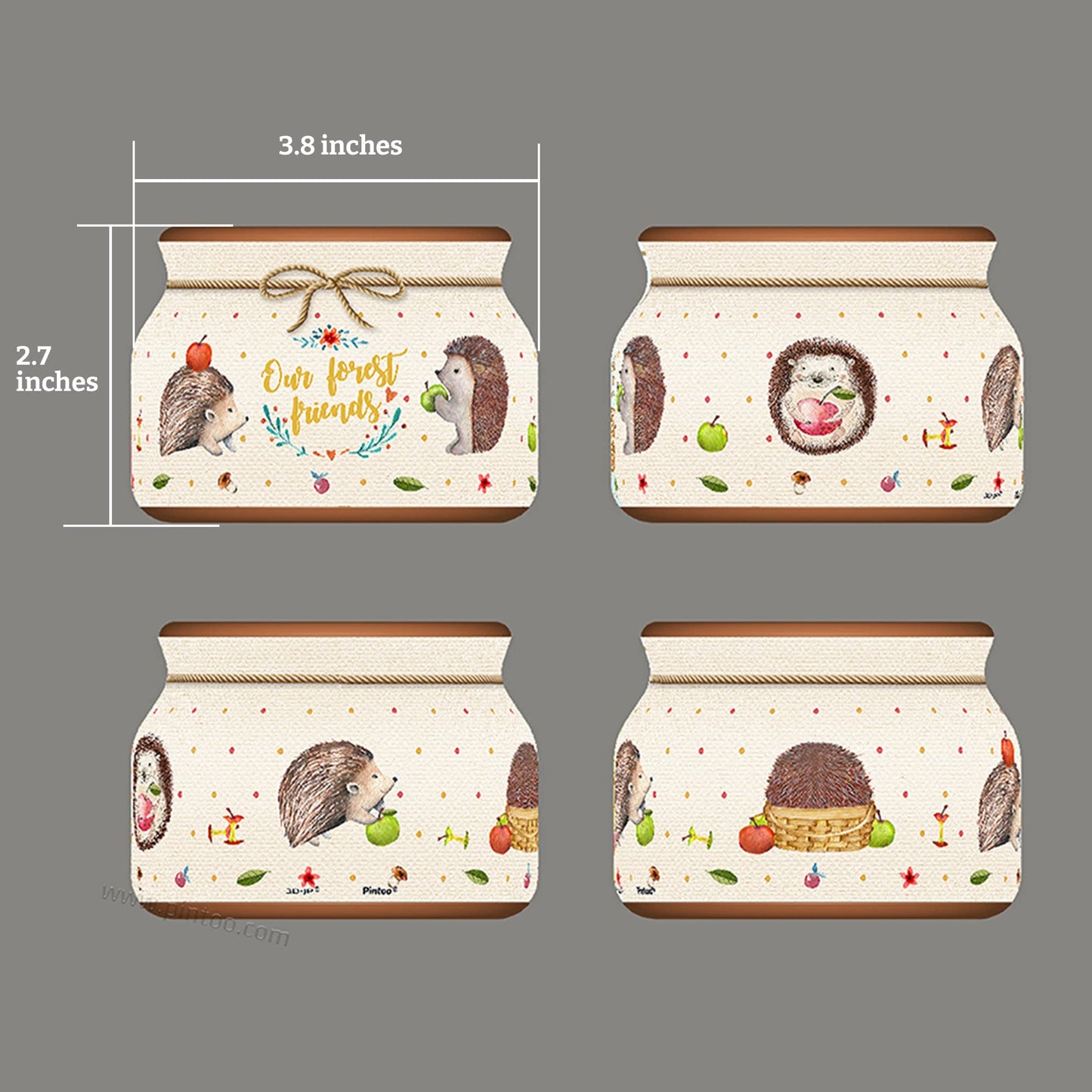 Pintoo 3D Puzzle Jar 64 Plastic Pieces For Adults - Hedgehog And Apple - Wooden Lid Container For Kitchen Dining Study Living Room No Glue Requied Small [Bc1001]