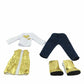 American Fashion World Gold Heart Vest Outfit for 14-Inch Dolls | 4 Piece Set | enhanced Quality & Trendy Design | Dolls Clothes | Outfit Fashions for Dolls for Popular Brands
