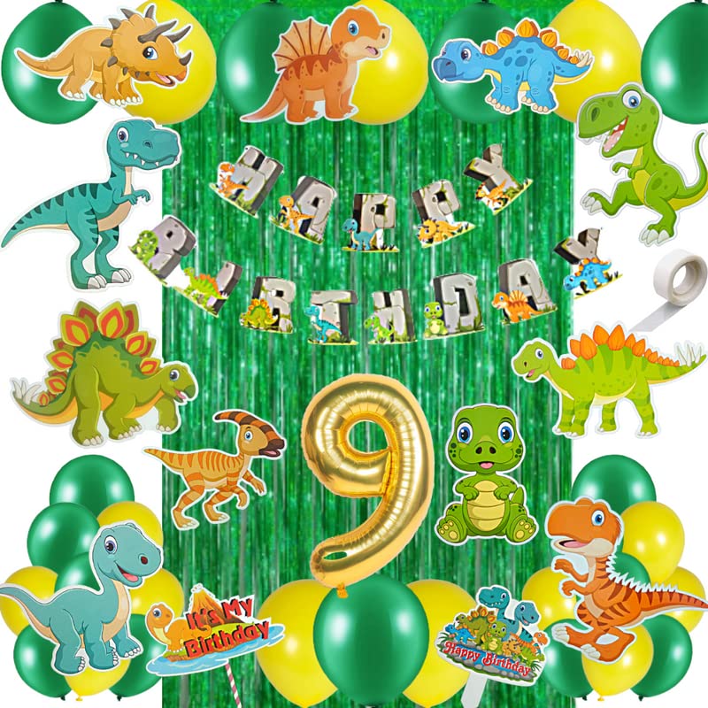 Fi  Flick In 50 Pcs 9Th Birthday Jungle Theme Decoration For Boys Dinosaur Safari Animals Curtain Cutouts Dino Animal Banner 9T