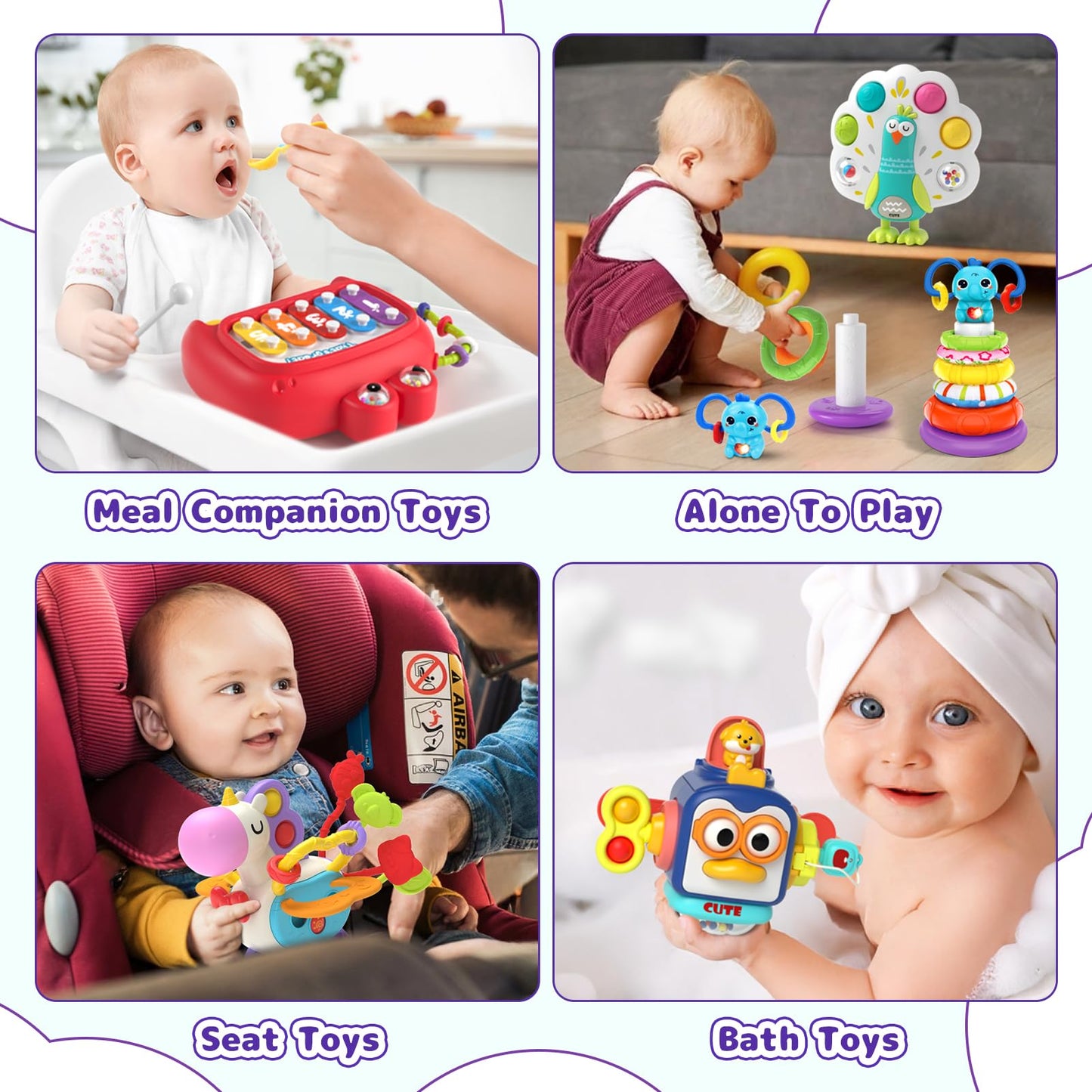 Usrela 5 In 1 Baby Toy For 12 18 Month, Learning Toys For Babies 12-18 Months, Baby Busy Cube, Stacking&Sensory, Pull String&Pia