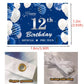 12Th Birthday Backdrop Banner, Navy Blue Silver Official Pre-Teen 12Th Birthday Photography Background, 12 Years Old Boys Birthd