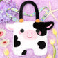 Catchcute Cow Plush Crossbody Bag For Kids, Handbag Tote With Adjustable Strap, Soft Stuffed Purse With Zipper, Coin Pouch Acces