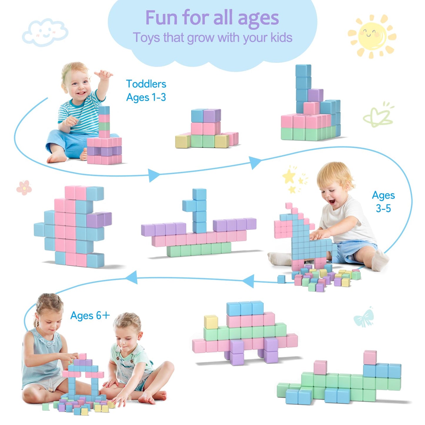 45Pcs Magnetic Blocks, Building Blocks For Toddlers Age 3-5 Magnet Cubes Toys Stem Preschool Education Montessori Autism Toys 4-