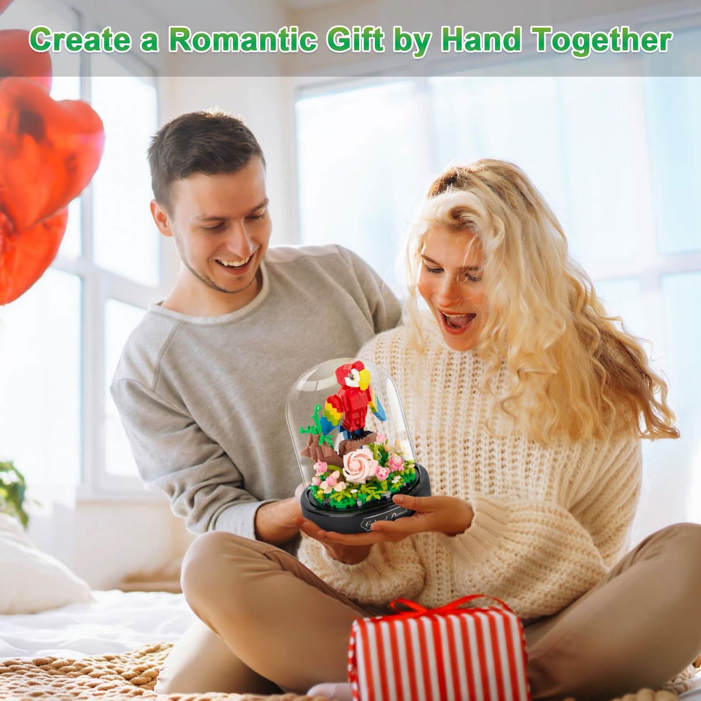 High Godo Flowers Parrot Toy Building Set, 551 Pcs Creator Animals Micro Bricks Kit With Dust Cover, Birthday Gift For Women Girlfriend Teens Adults 12+