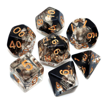 Creebuy 7Pcs Dnd Game Dice Set For Dungeon And Dragons D&D Rpg Pathfinder Table Games Transparent Mix Black Cloud Polyhedral Dic