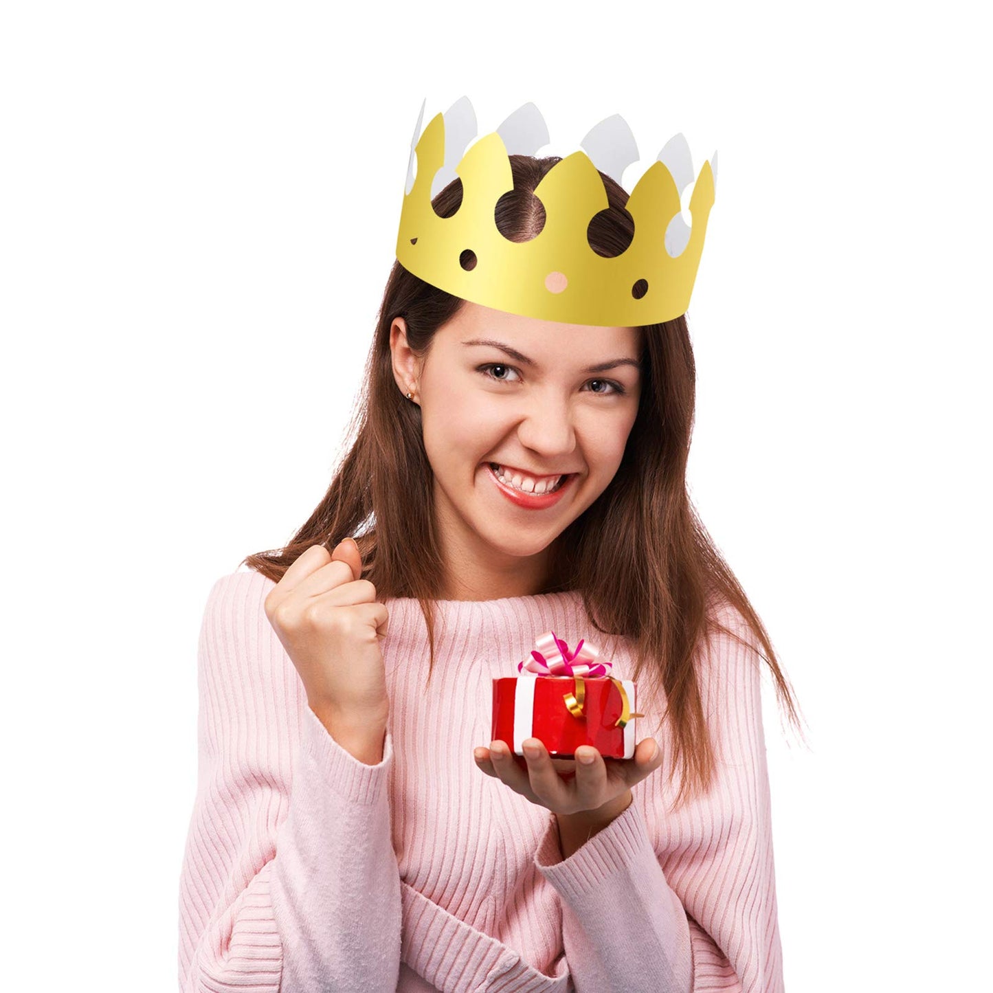 SIQUK Gold Paper Crowns - 27 Pieces Birthday Party Hats, 59-61cm, Paper Material, Model SB-18-028