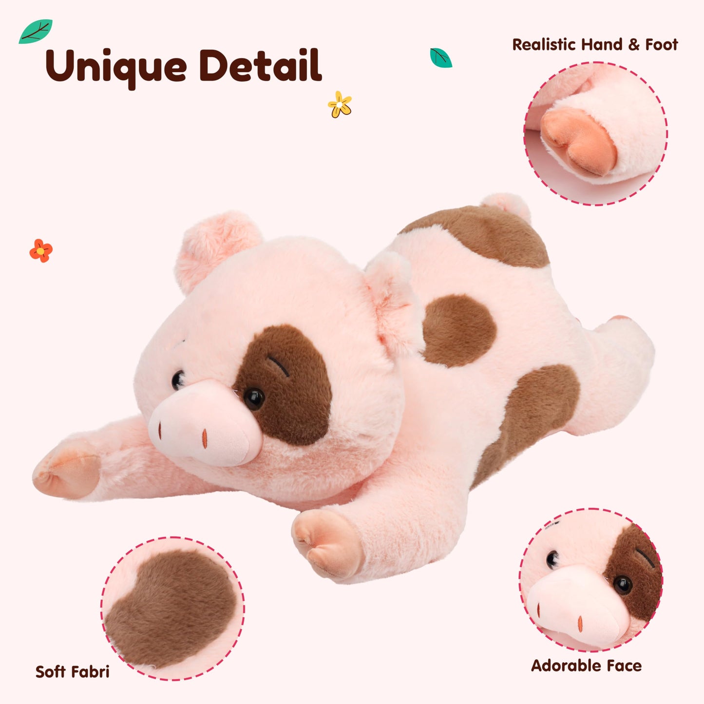 Cudhug Pig Stuffed Animal, Giant 32'' Stuffed Piggy, Large Soft Plush Pig Toy Birthday Holiday Party Gifts For Kids Girls Boys