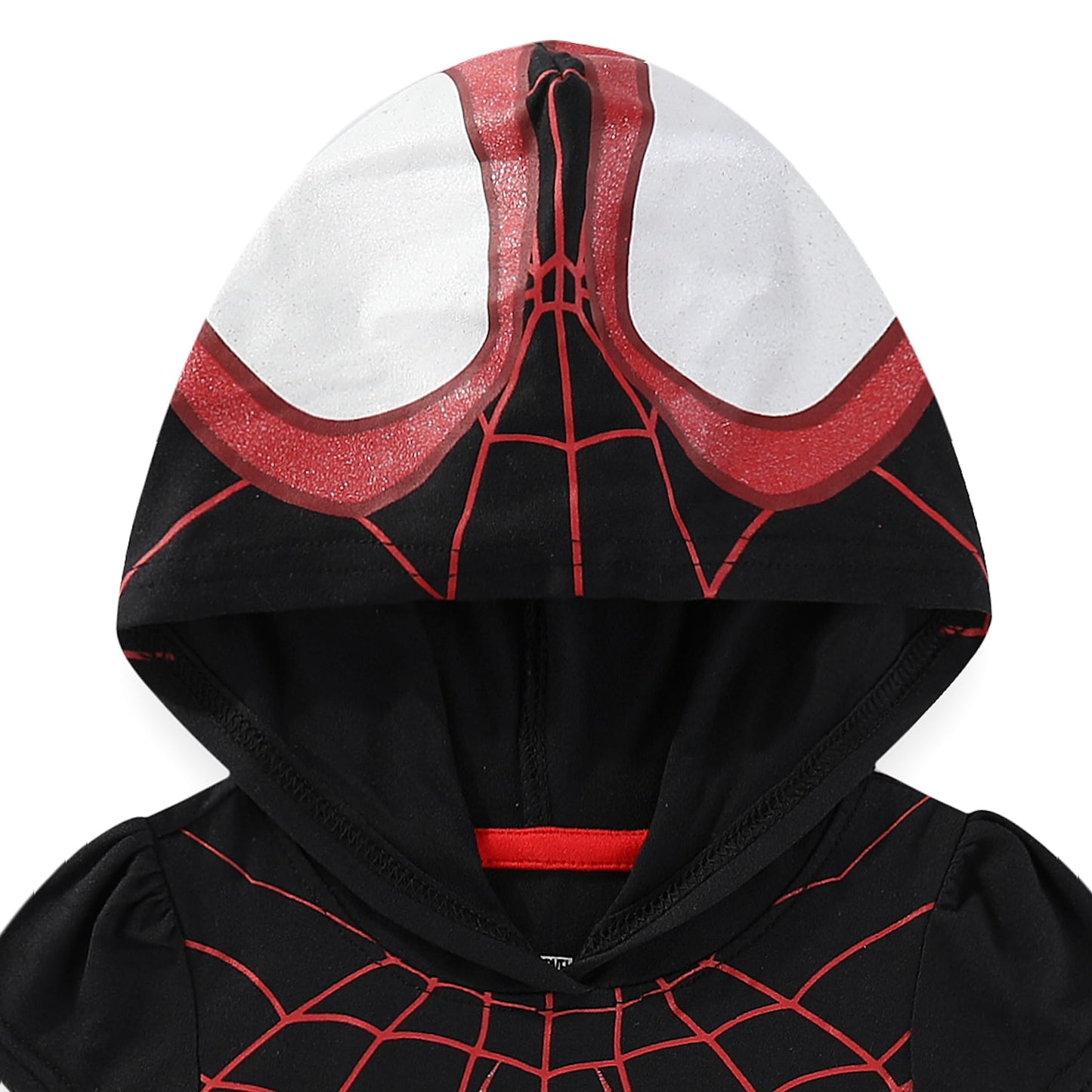 Marvel Miles Morales Spider-Man Girls Hooded Cosplay Tulle Dress For Toddlers