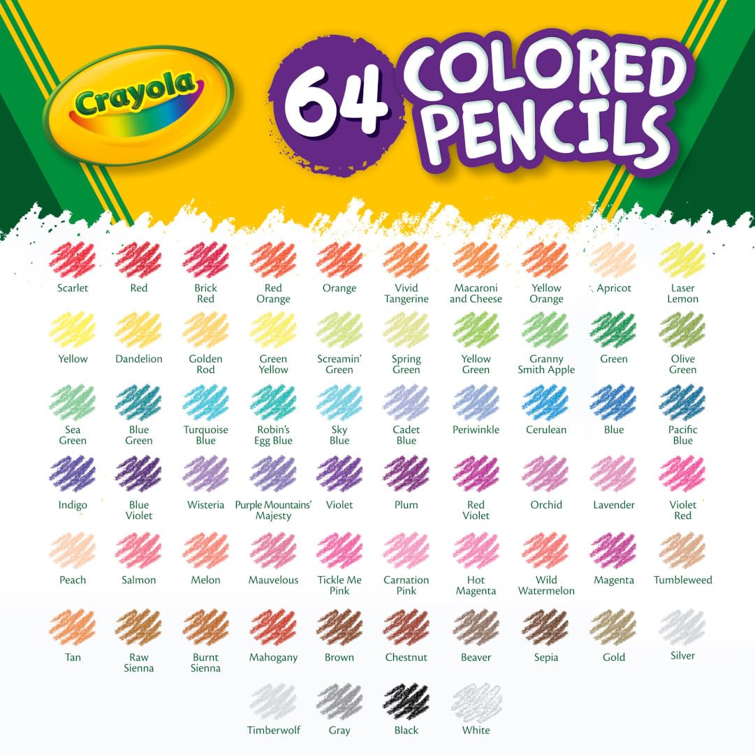 Crayola Mini Colored Pencils (Colors May Vary), Coloring Supplies For Kids, 64 Count, Gift