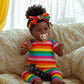 Jizhi Reborn Baby Dolls Black With Lifelike Soft Body African American Realistic-Newborn Girl Doll 22 Inch Best Birthday Gift Set And Toy Accessories Gift For Kids Age 3