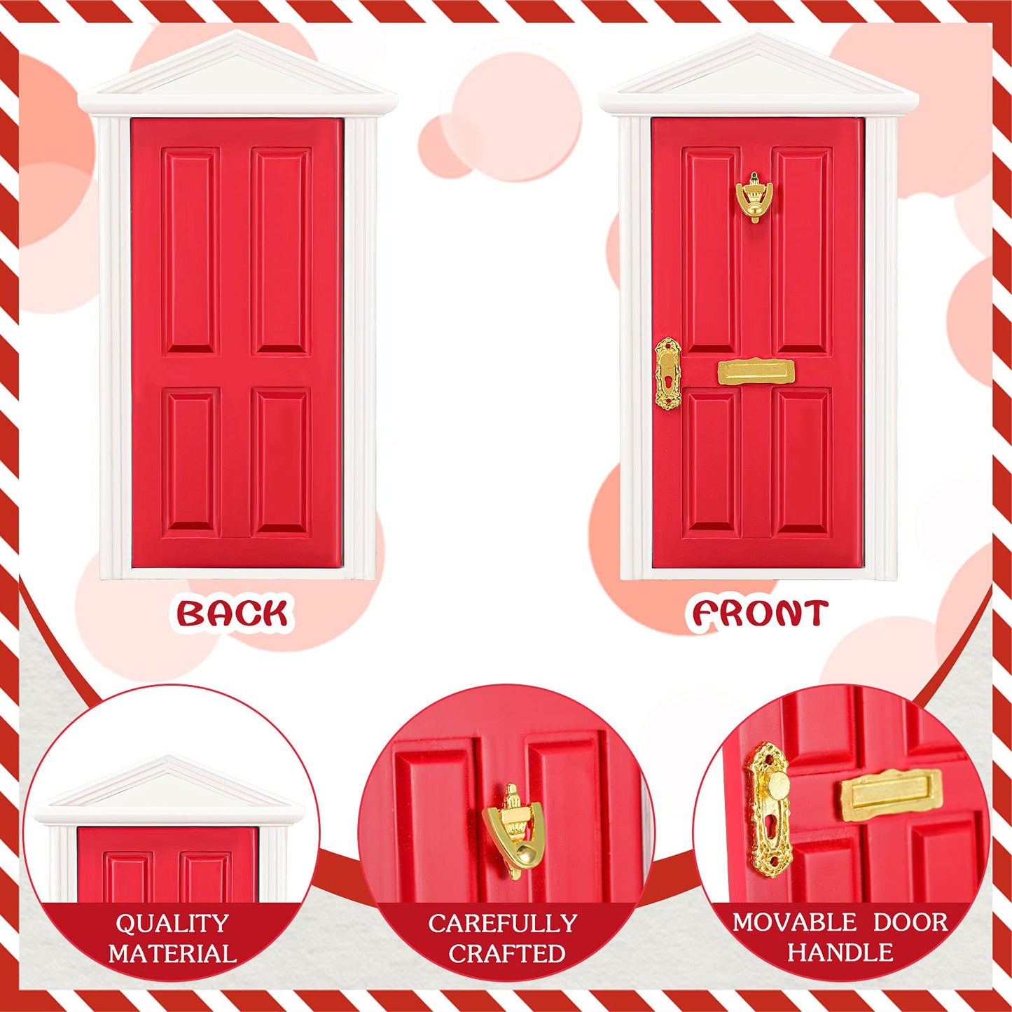 Red Tooth Fairy Door Kit With Accessories - Mini Wooden Festive Set for Fairy Tale Education  Learning Decoration  DIY Craft Activities