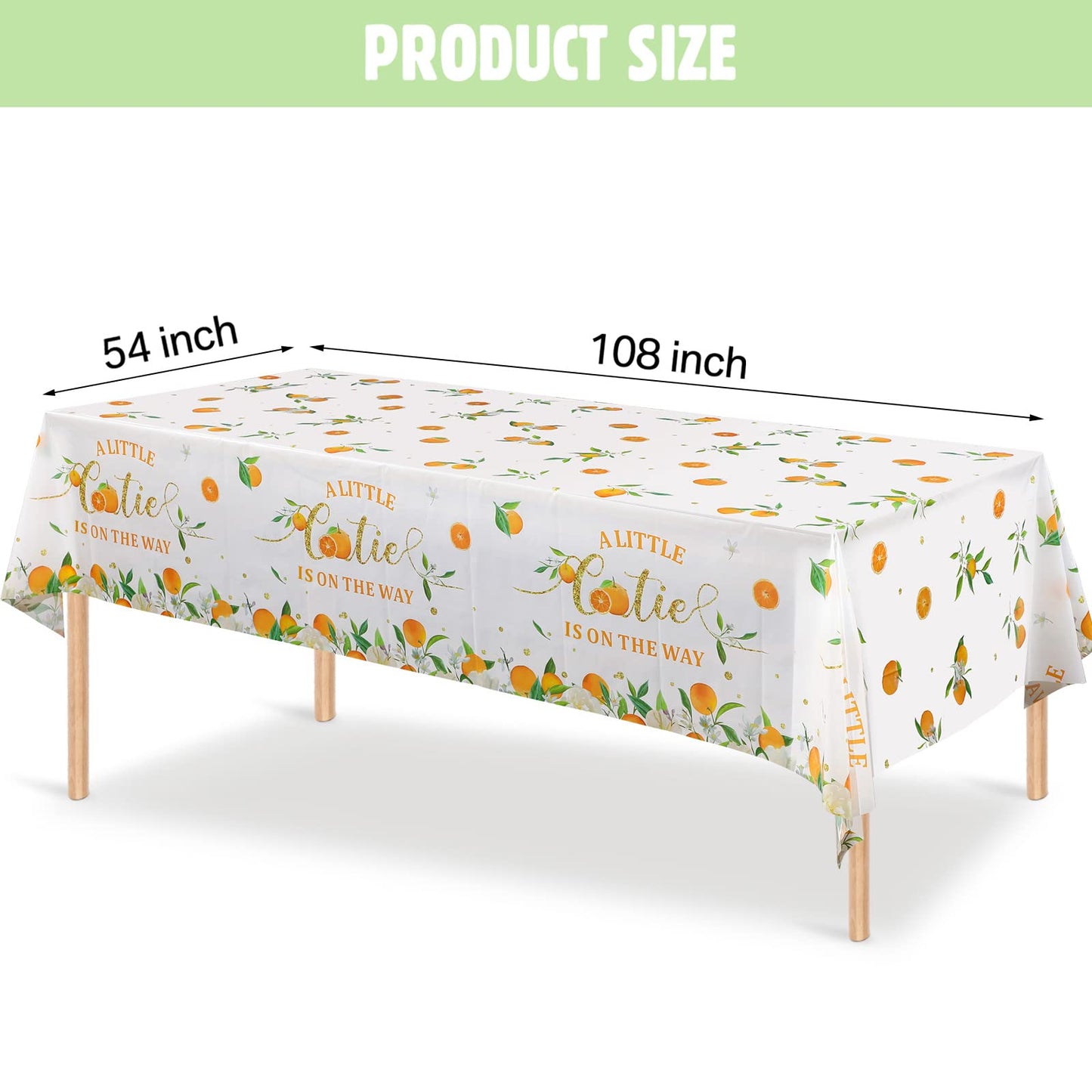 Little Cutie Tablecloth Orange Fruit Party Supplies Little Cutie is on The Way Disposable Plastic Table Cover for Citrus Baby Sh
