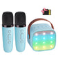 Yll Mini Karaoke Machine For Kids, Portable Bluetooth Speaker With 2 Wireless Microphones,18 Pre-Loaded Songs, Birthday For 3 4 5 6 7 8 + Year Old Boys Toys (Blue)