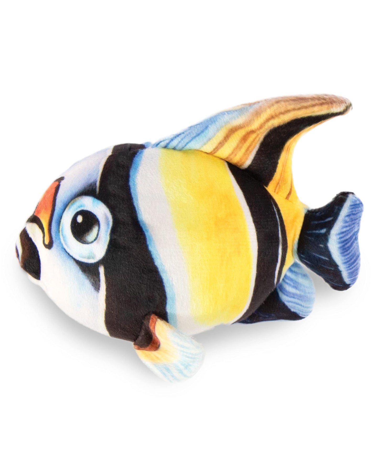Real Planet Sea Life Plush - Soft Stuffed Animal Gift For Kids All Ages, Sea Ocean Fishing Plushie, Fun Christmas Birthday Gifts (Striped Angel Fish, 6.5') (Black/Yellow)
