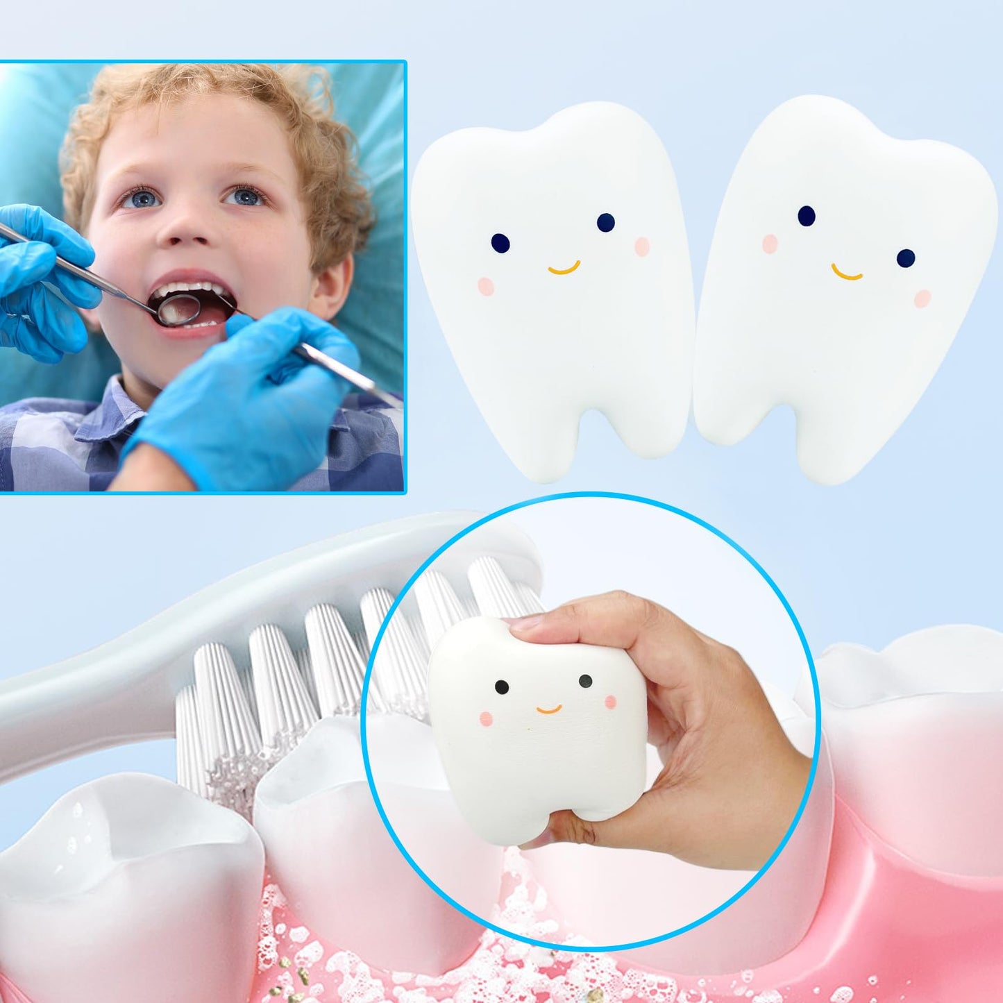 Funnysquee Tooth Squishies Squeeze Toy For Dental School Gifts - Fun And Effective Dental Toys & Gifts(2 Pcs)