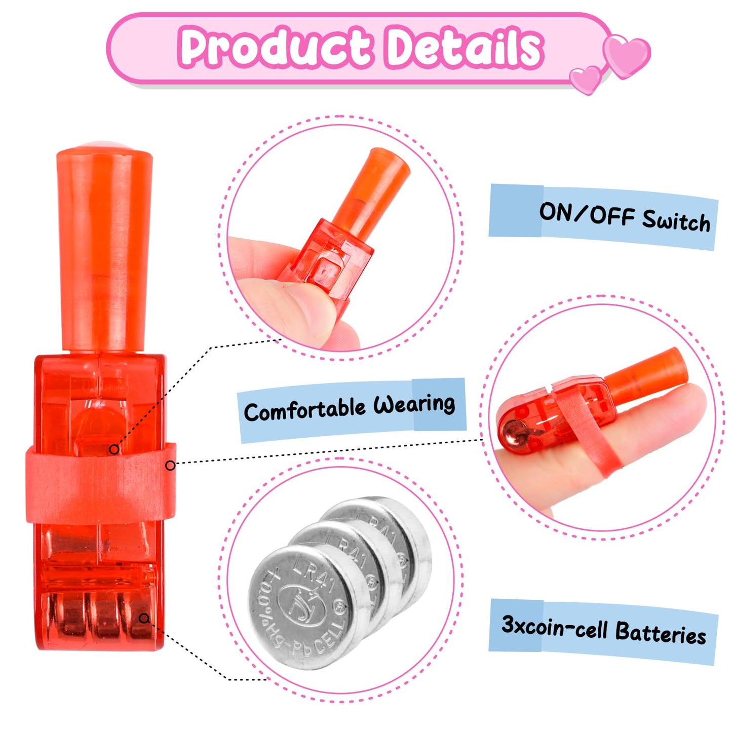 MOVINPE Valentines Day Exchange Gifts for Kids Classroom, 28 Packs Finger Lights with Valentines Cards - Light Up Finger Flashli