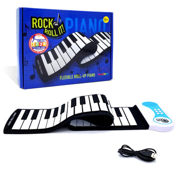 Rock And Roll It - Piano. Roll Up Flexible Classic Toy Piano Keyboard for Kids. 49 Keys Hand Roll Silicone Portable Piano Pad. F