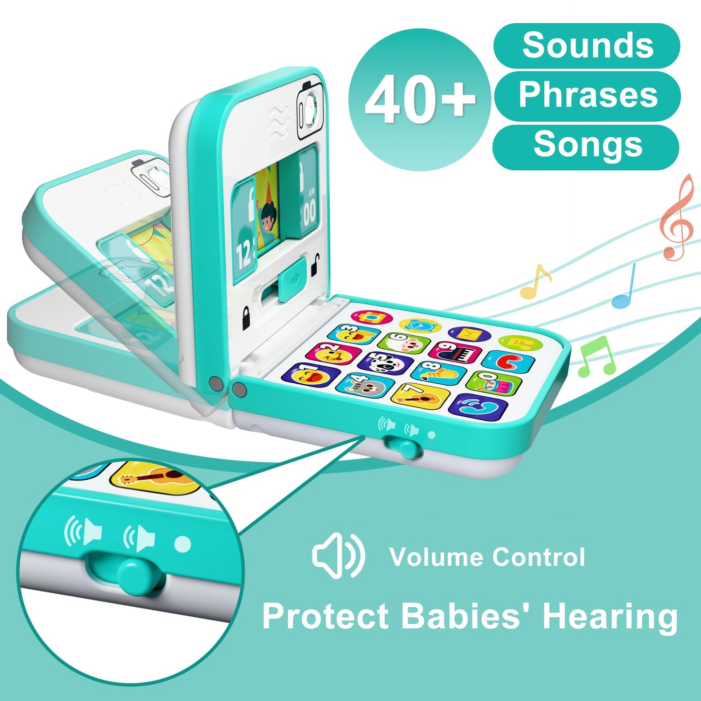 Iplay, Ilearn Baby Cell Phone Toy 6-12 Month, Toddler Flip Smartphone Pretend Play Mirror Sound, Kids Music Learning Montessori Travel Game, Infant Fun Birthday Gift 12-18M, Children Boy Girl 1 2 3 Yr