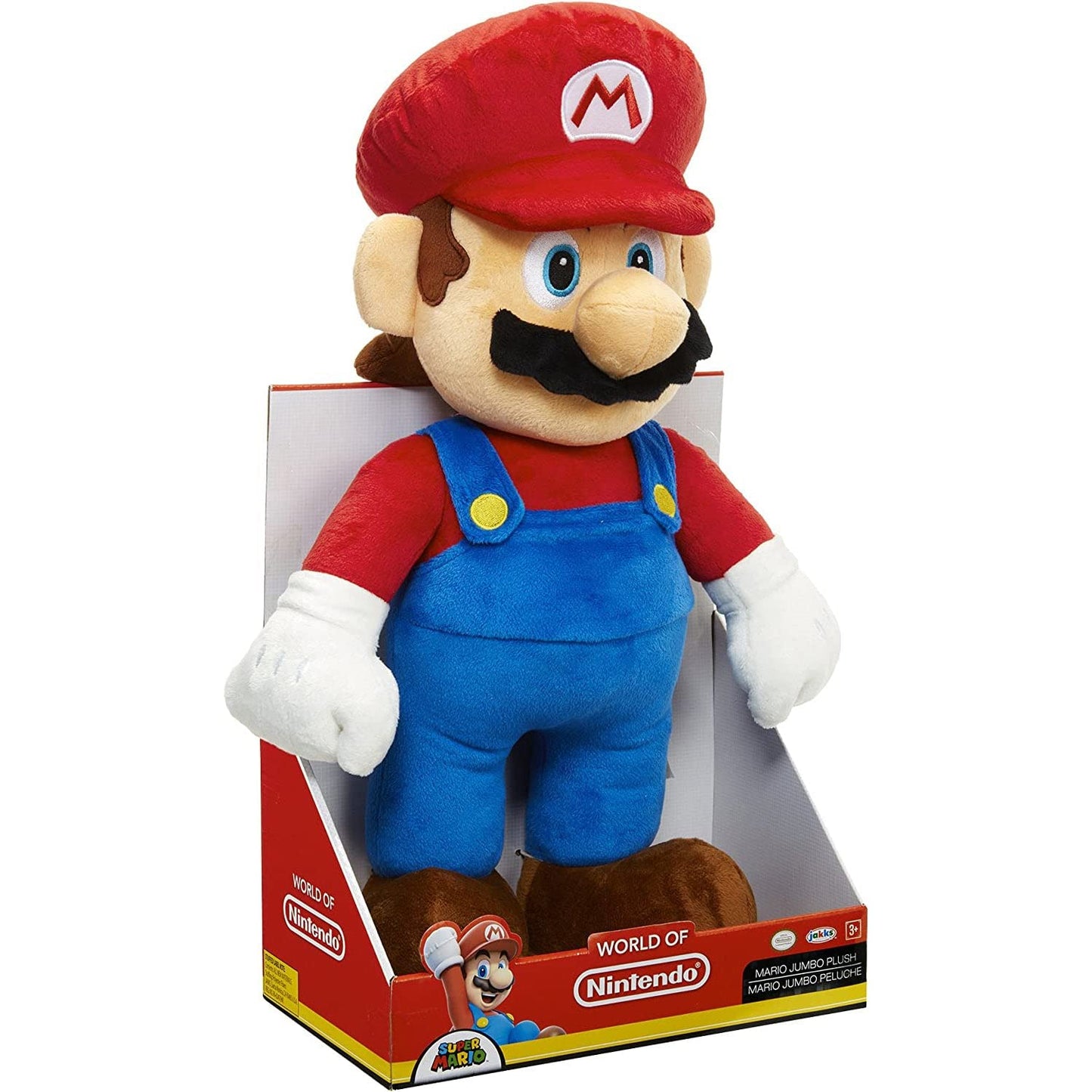 JAKKS Pacific World of Nintendo Mario Jumbo Plush - 20 Inches, Polyester, Mario Color, Model 64456-SOC
