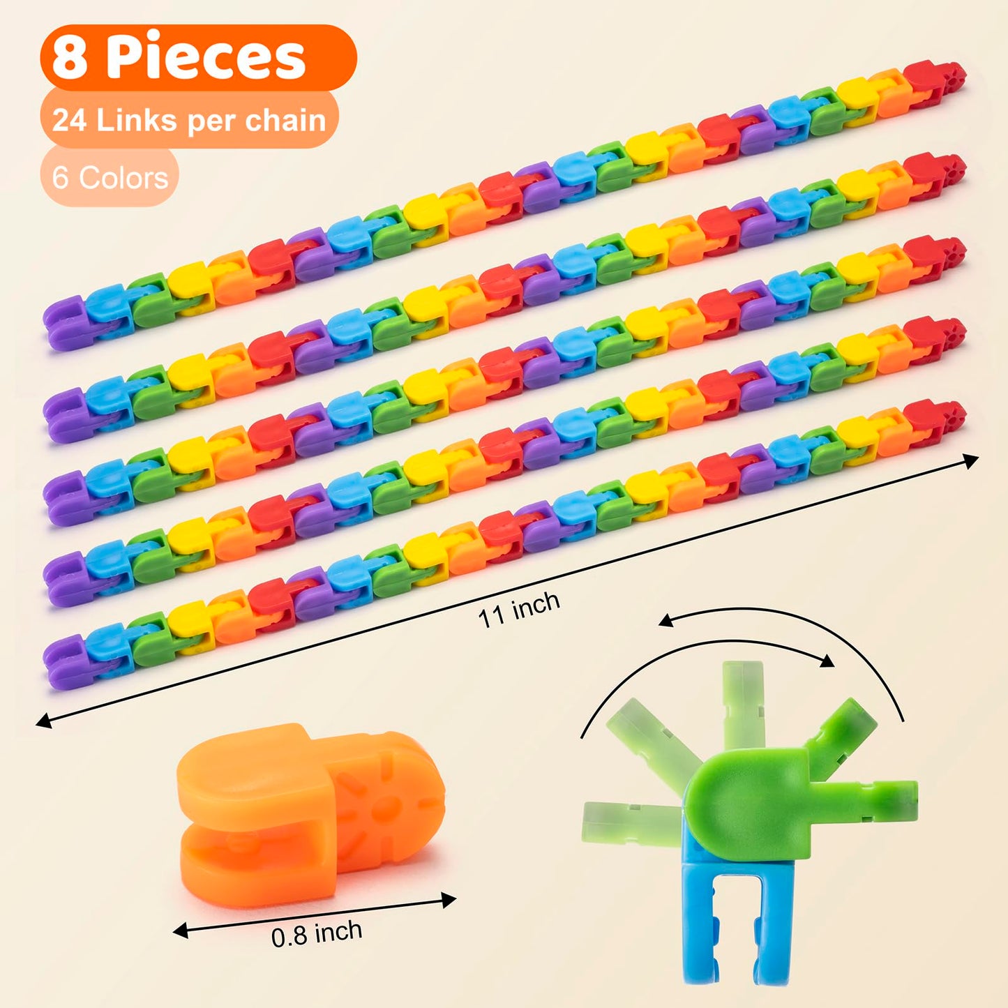 Aubrogo Wacky Track Fidget Toys - 20 Pack Rainbow Plastic Classroom Gifts, 140 mm G-01