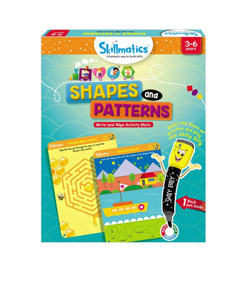 Skillmatics Educational Game - Shapes And Patterns, Reusable Activity Mats With Dry Erase Marker, Gifts, Travel Toy, Ages 3 To 6