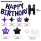 TONIFUL 35PCS Black Purple Happy Birthday Decorations Kit 16 Inch Happy Birthday Balloon Banner Decorations Supplies for Men Wom