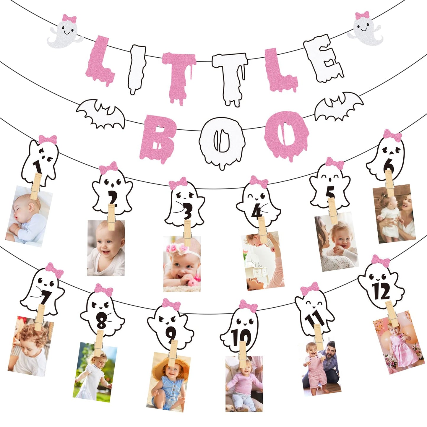 Halloween Ghost 1St Birthday Photo Banner Haning Ghost Birthday Photo Banner For Newborn To 12 Months Halloween Milestone Photog