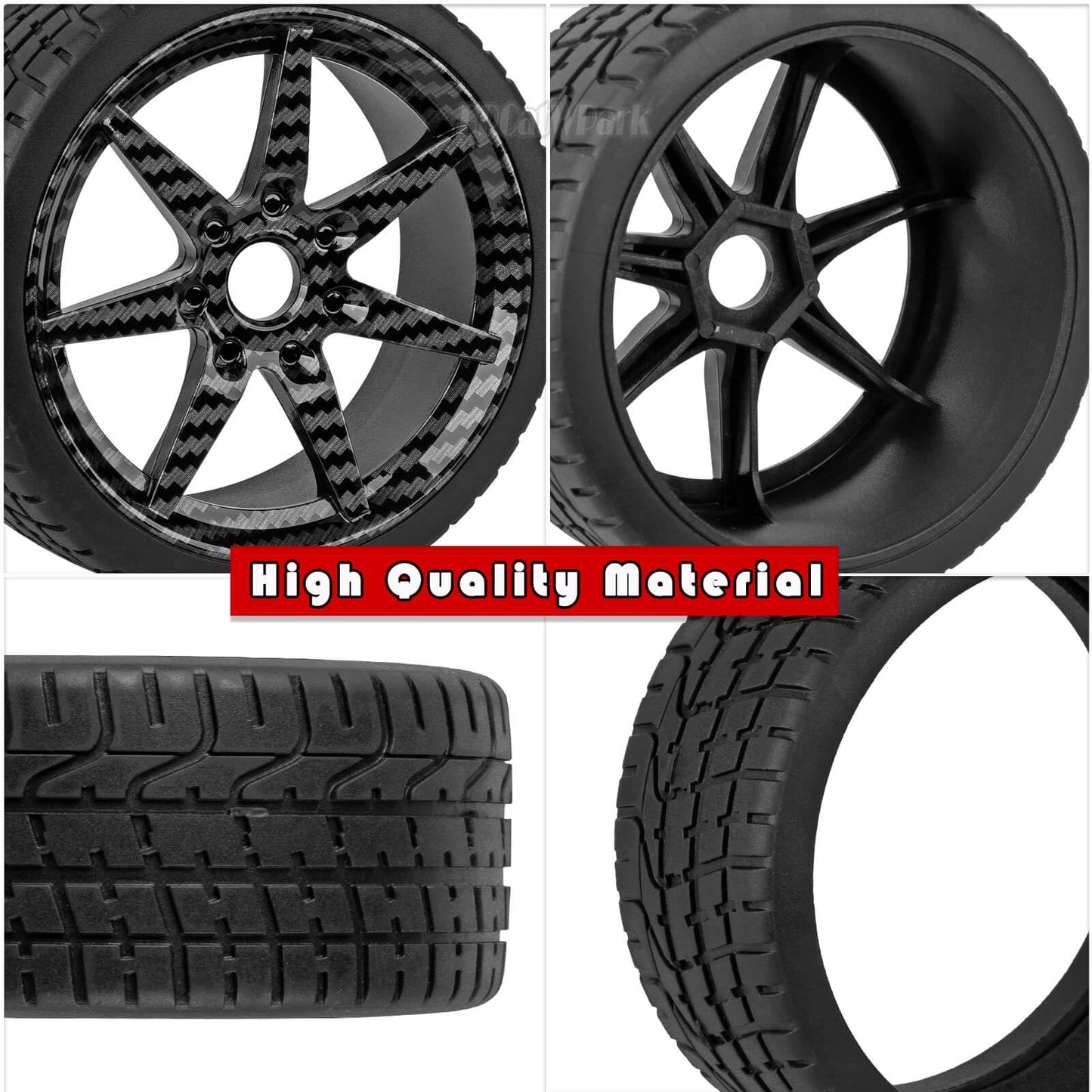 BRCatWPark RC Highway Tires Wheel for 1/7 Infraction 6S BLX/Limitless,1/8 Typhon 6s BLX,7 Spokes Wheel Rim & Rubber Highway Tire